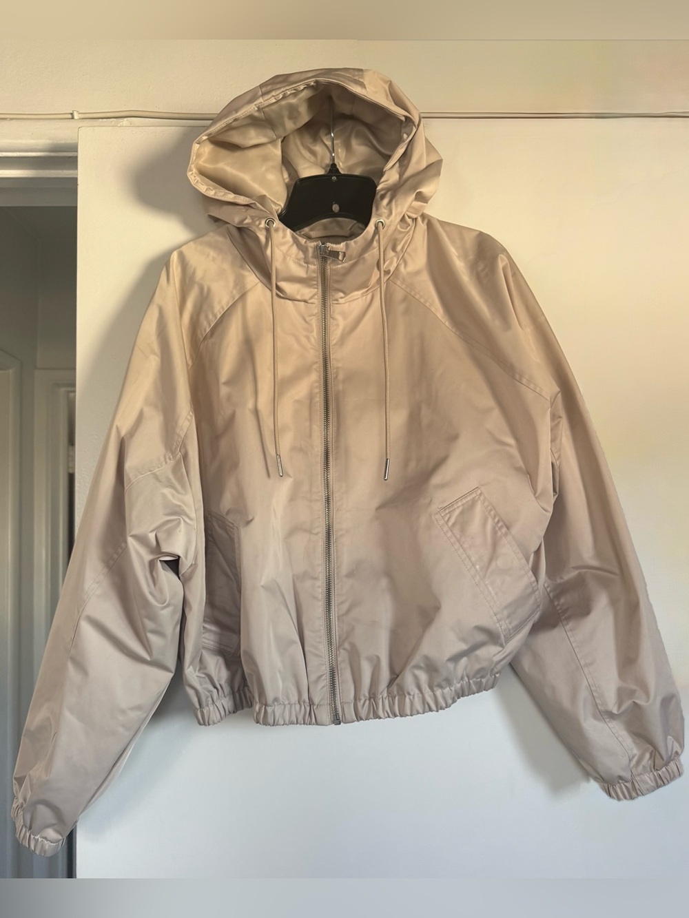 LAST CHANCE! Never worn. YPB Light Beige Hooded Cropped Windbreaker Jacket